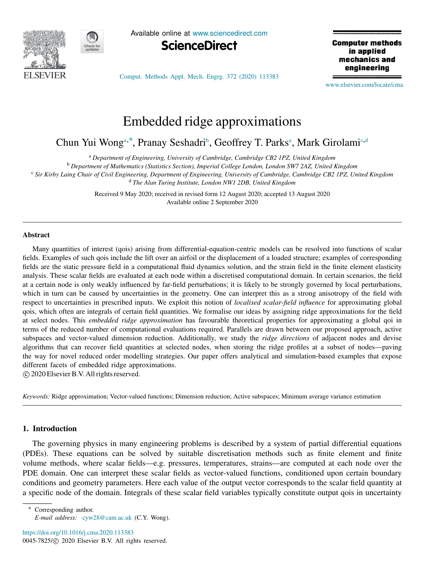 Embedded ridge approximations