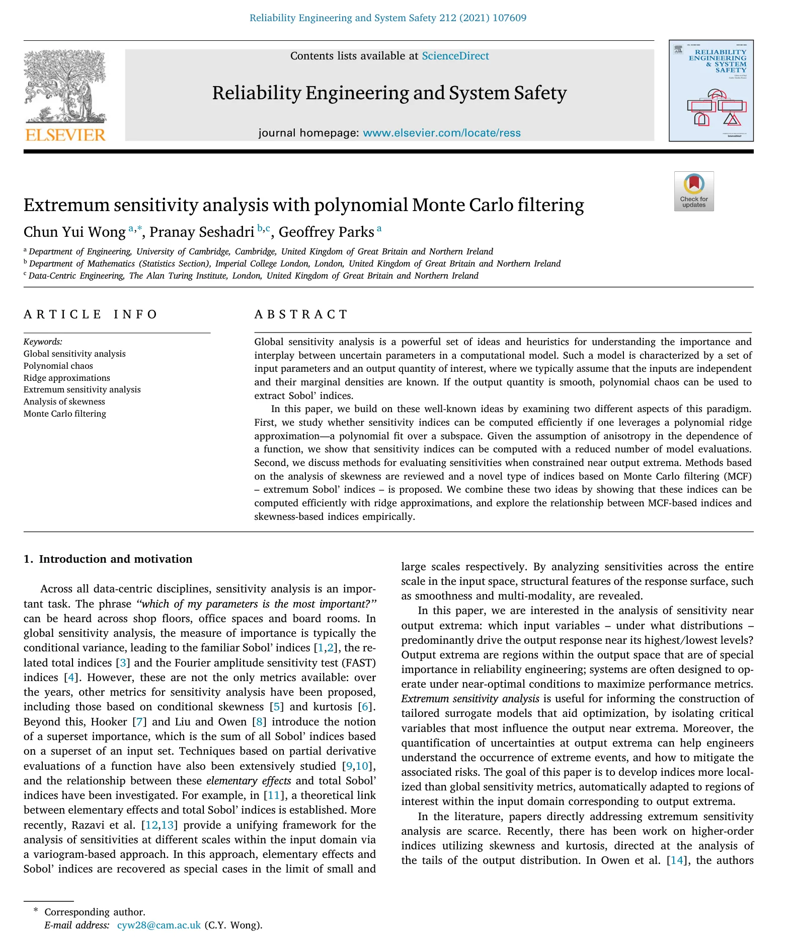 Extremum Sensitivity Analysis with Polynomial Monte Carlo Filtering