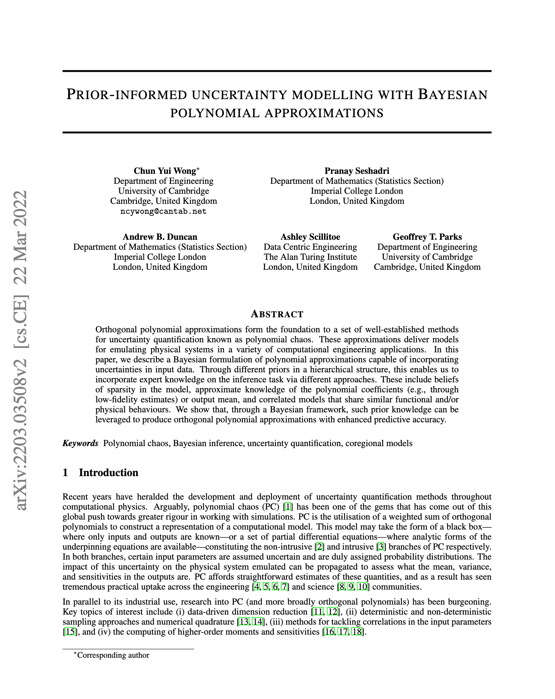 Prior-informed Uncertainty Modelling with Bayesian Polynomial Approximations